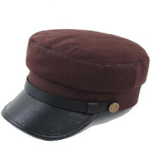 (Brown) Unisex Peaked Brim Hat - Newsboy Style Beret Cap for Casual Wear