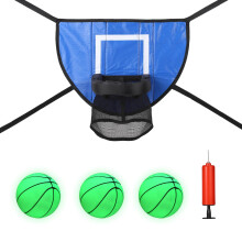 Trampoline Basketball Hoop Attachment With Glow-In-The-Dark Balls And Pump, Waterproof Material, Easy Install