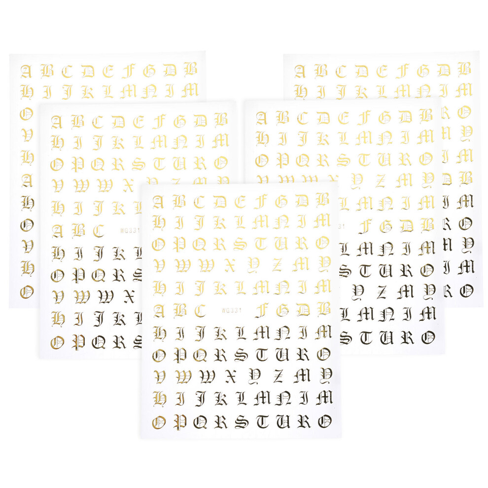 Villcase 20 Sheets Self-Adhesive Alphabet Manicure Nail Stickers