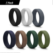 (9, MULTI) Silicone Wedding Rings for Men, 8mm Wide Bumped Edge Bands, Sizes 7-14, Exercise and Business Use