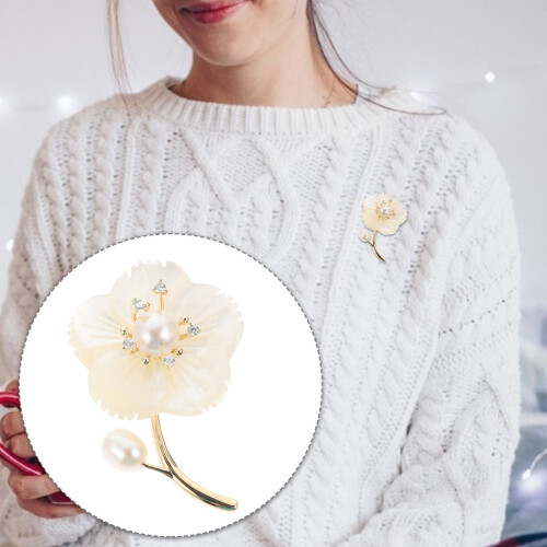 1St Schelp Parelk Broche Delicate Modieuze Corsage 1