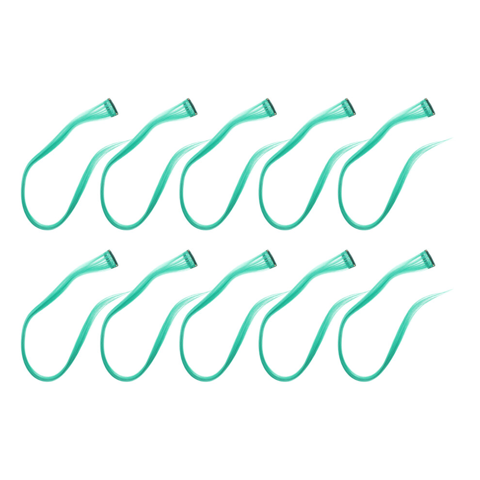 Totority 30 Pcs Colored Highlight Synthetic Clip On In Hair Extensions (Green)