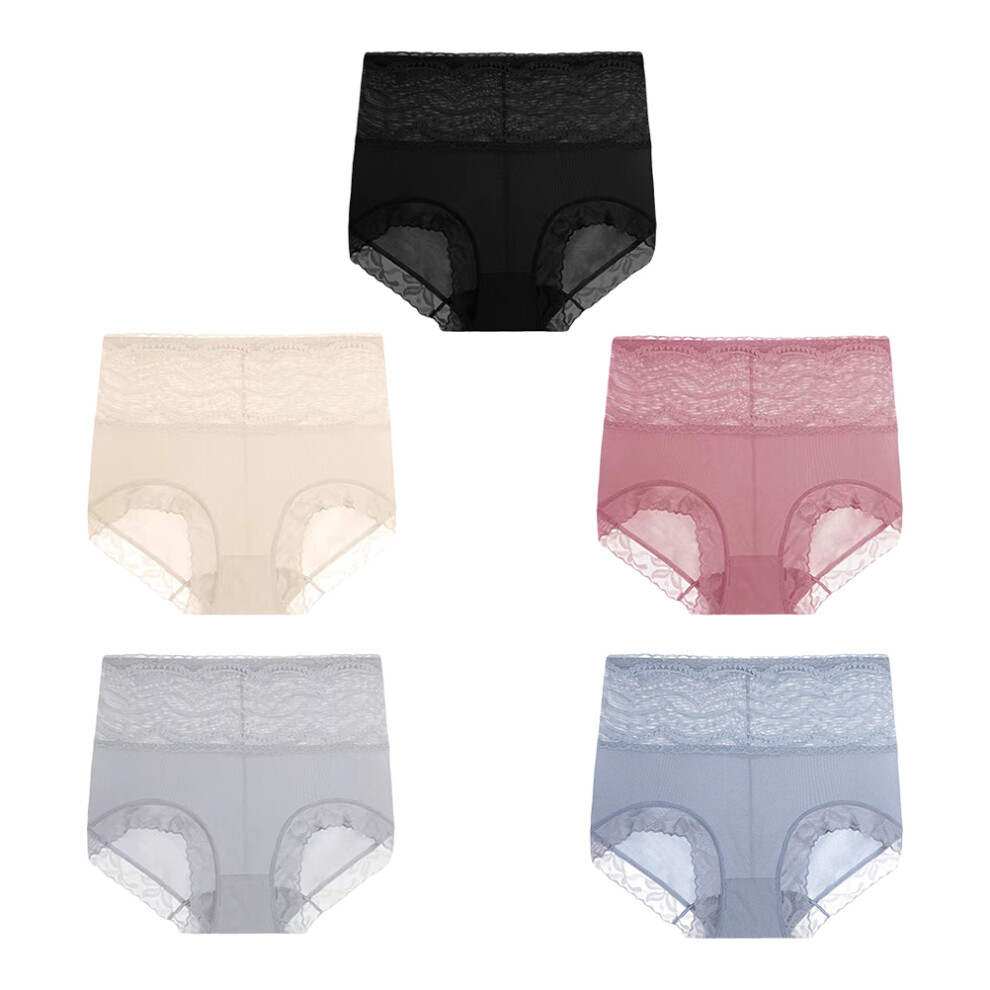 2 Sets 5pcs High Waist Woman Briefs Lace Traceless Woman Panties-image-OPC-PKXFBKD-NEW