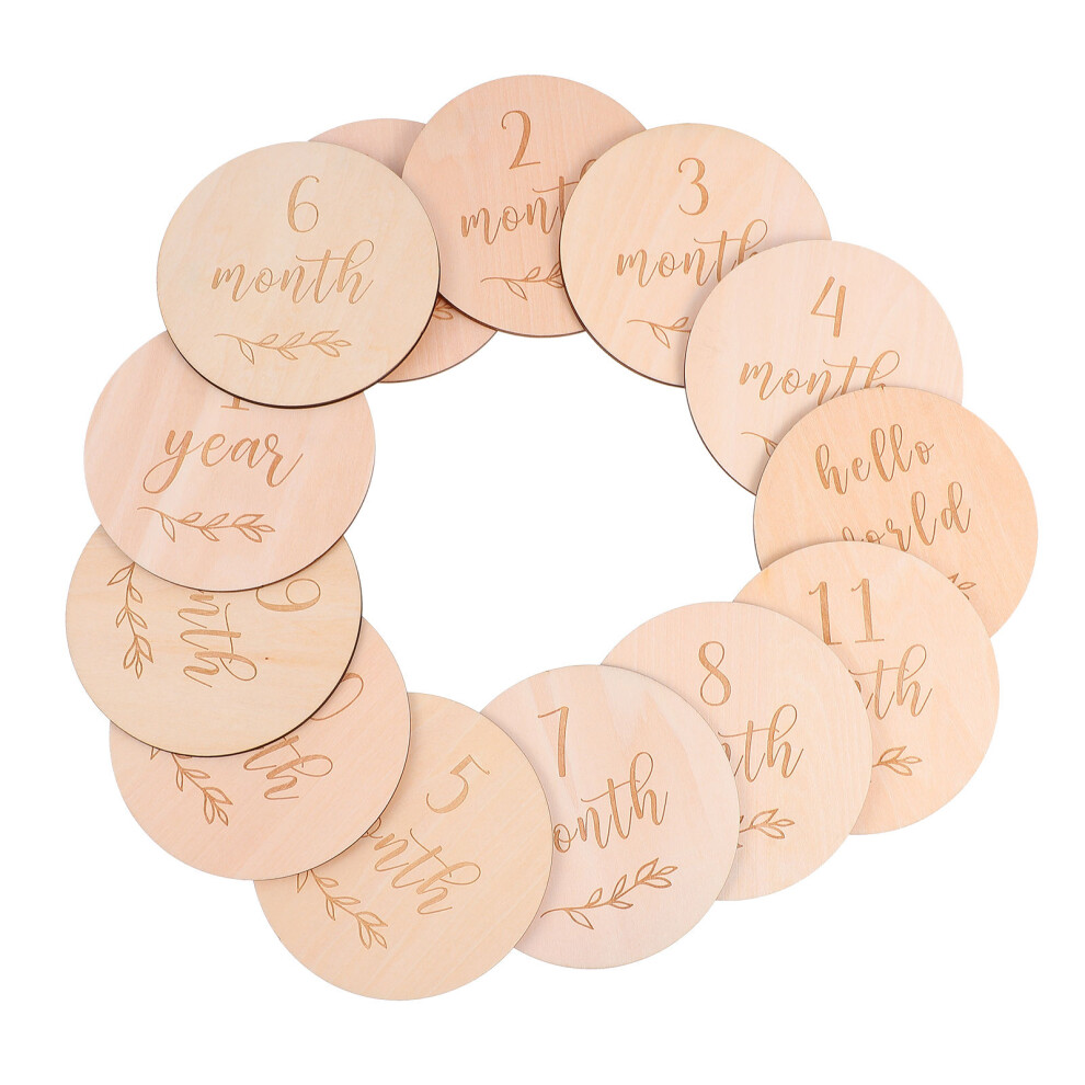 13Pcs Wood Baby Monthly Milestone Cards Safe Premium Artibetter