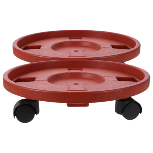 2Pcs Planter Roller Trolley For Indoor Outdoor Red