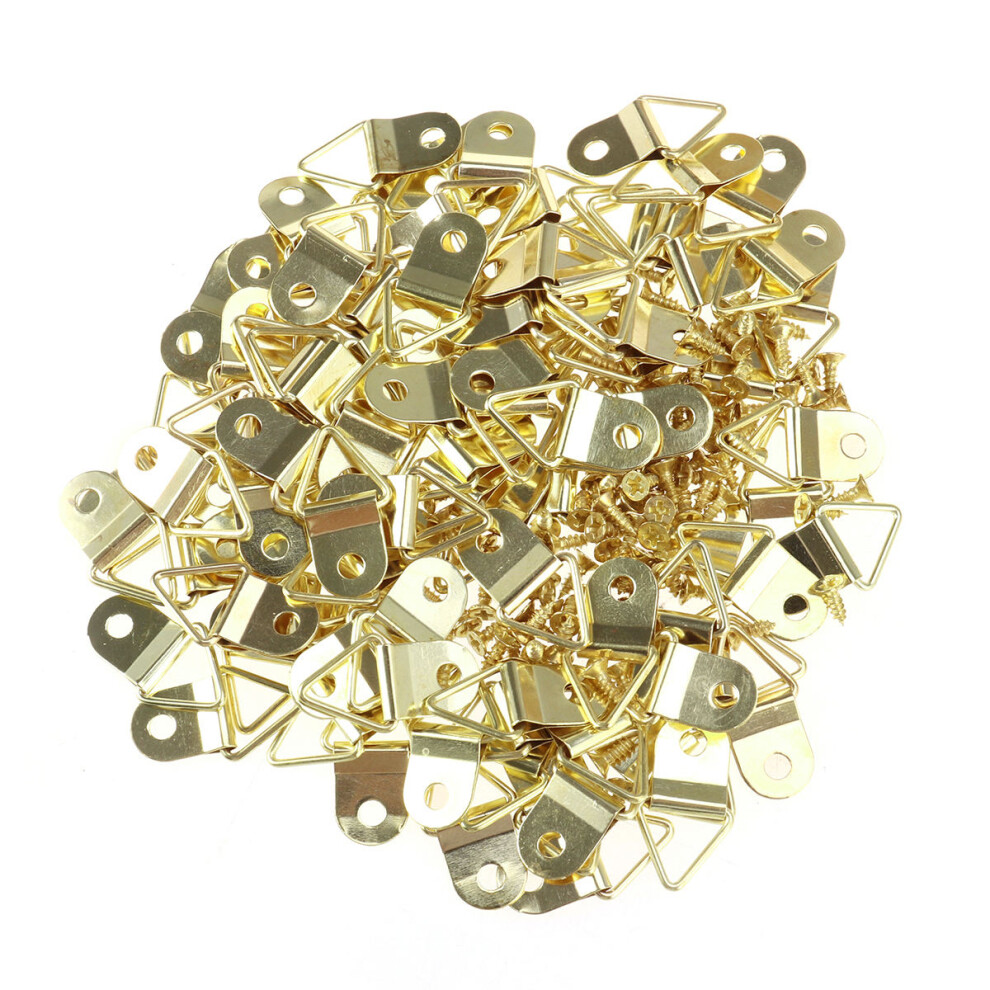 50Pcs Small Triangle D-Ring Picture Frame Hangers With 6 Screws 3361301000654