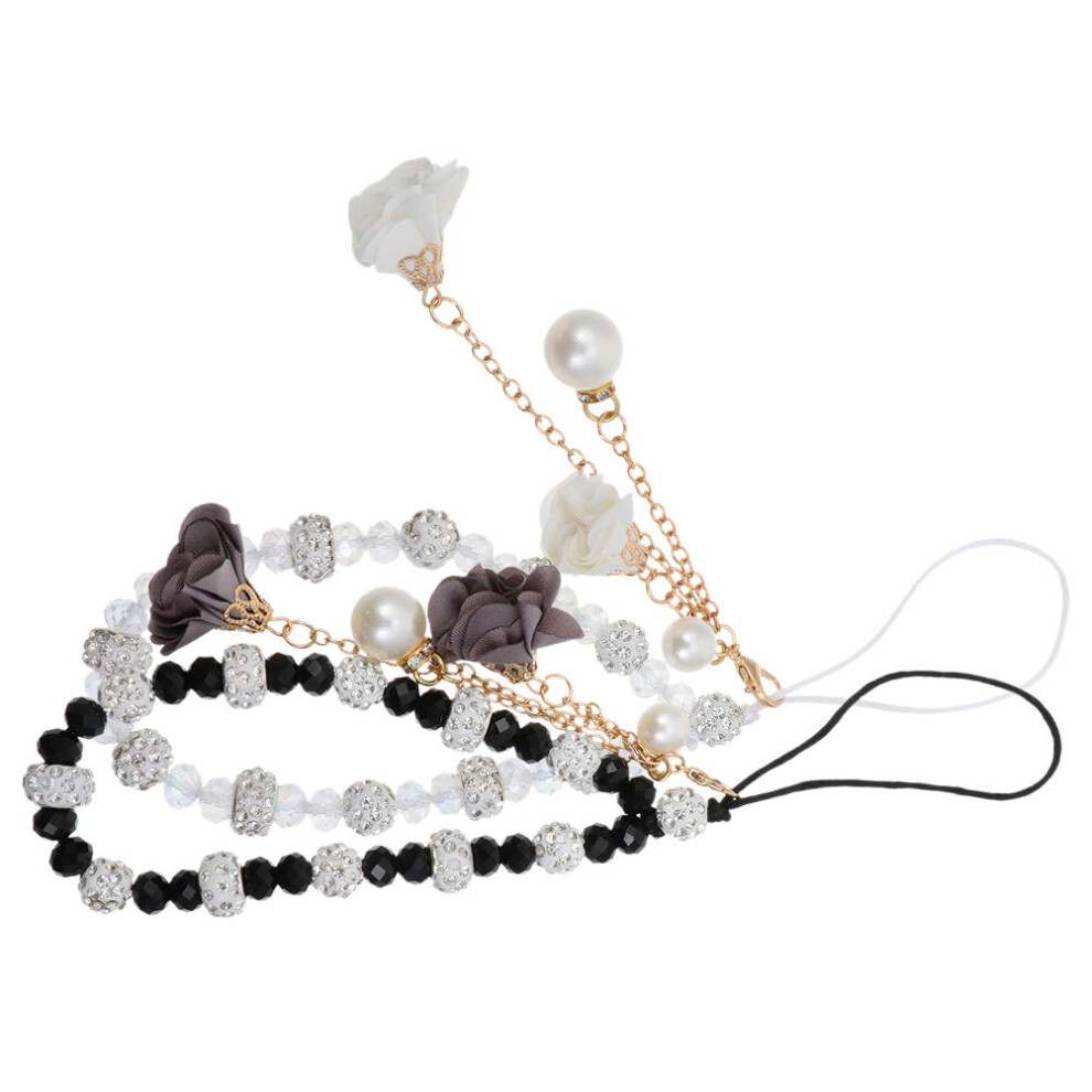 2Pcs Non Slip Phone Lanyards Beaded Flower Wrist Straps For Cellphone 3361301030668