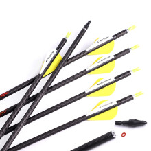 Hunting Arrows 12 Pcs 32-Inch, 6.2 mm ID, 100% 3K Weave Carbon Arrow Shafts, Spine 500, For Adults and Youth