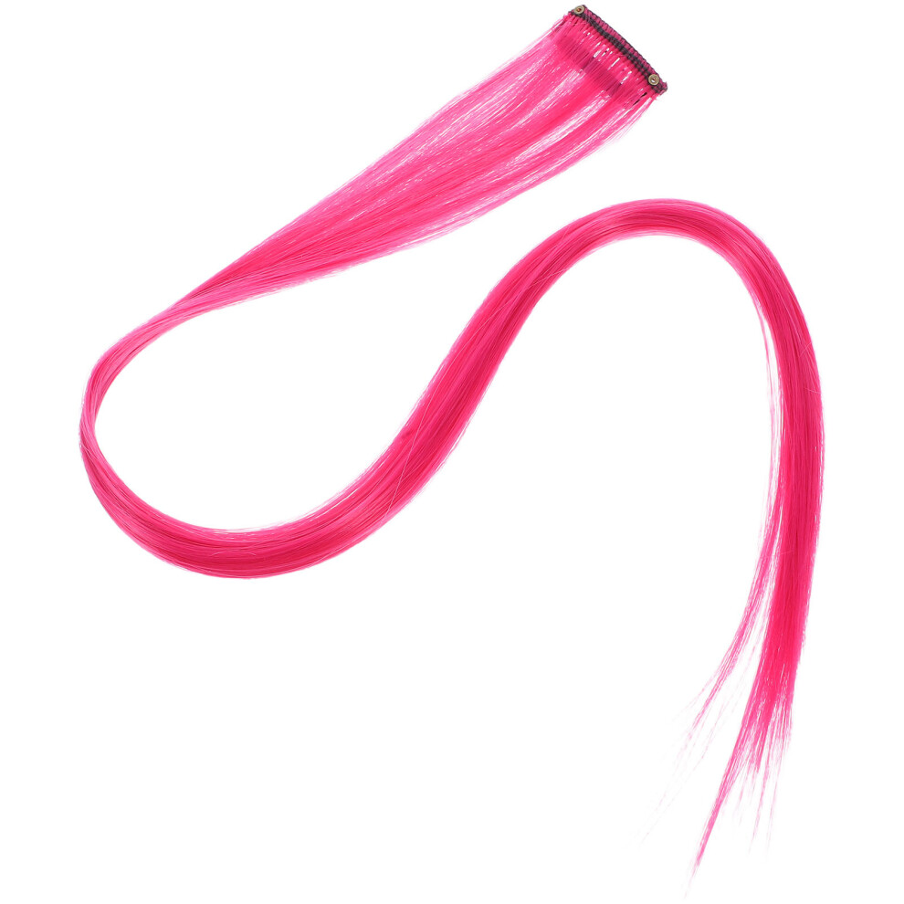 Totority 30 Pcs Colored Highlight Synthetic Clip On Hair Extensions Rose Red