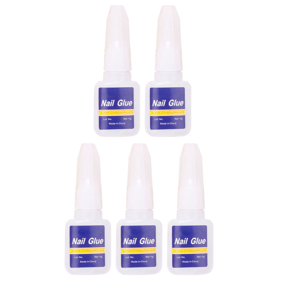 Happyyami 5Pcs 10G Brush On Nail Art Glue For Acrylic And Press On Nails