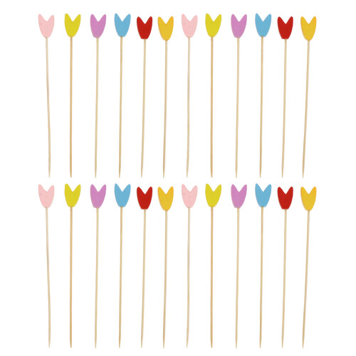 100Pcs Heart-Shaped Bamboo Fruit And Sushi Sticks Disposable