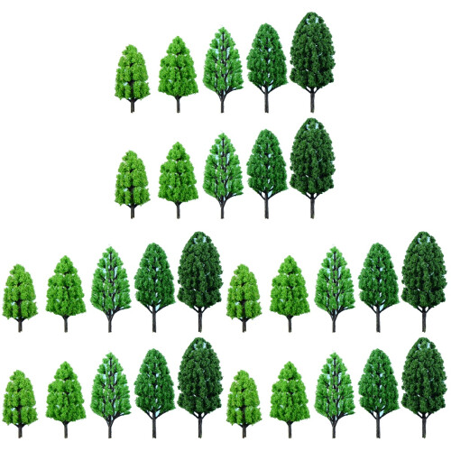 30Pièces Arbres Verts Simulation Décorative Pour Maquette Paysage 1