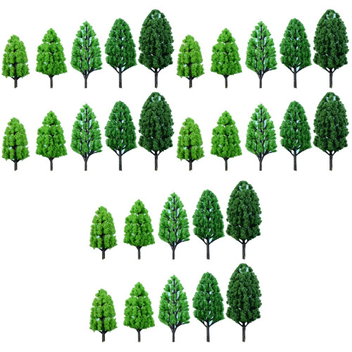 30Pièces Arbres Verts Simulation Décorative Pour Maquette Paysage 2