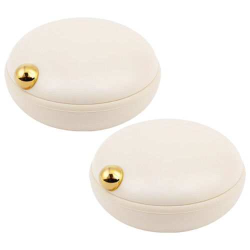 2Pièces Mini Boîte De Stockage ABS Ivoire Avec Compartiments Amovibles 2