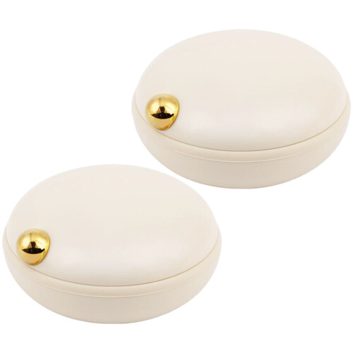 2Pièces Mini Boîte De Stockage ABS Ivoire Avec Compartiments Amovibles
