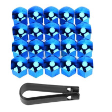 Tire Screw Bolts Compatible with Opel 2015-2019 17mm 19mm Blue Wheel Nuts 20pcs Hub Covers