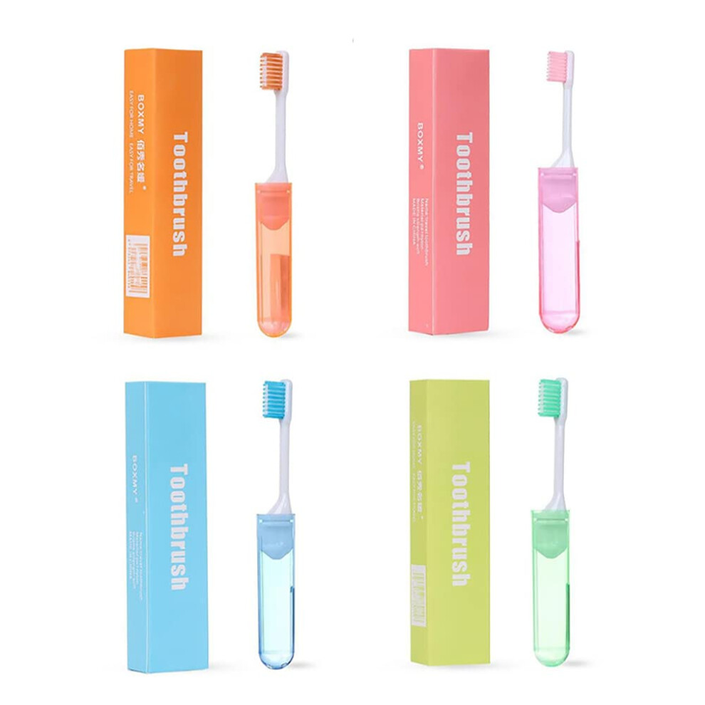 Travel Toothbrush 4 Pack Folding Toothbrush With Box Soft Bristles Individually Wrapped For Travel Camping School Home