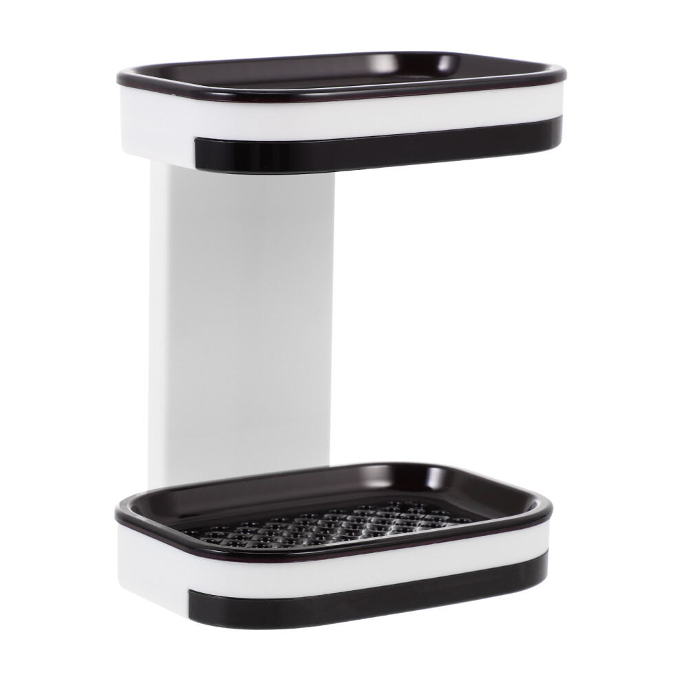 2Pcs Adhesive Double Layer Soap Holder Wall Mounted Storage Rack Grey-image-OPC-PKXFNN9-NEW