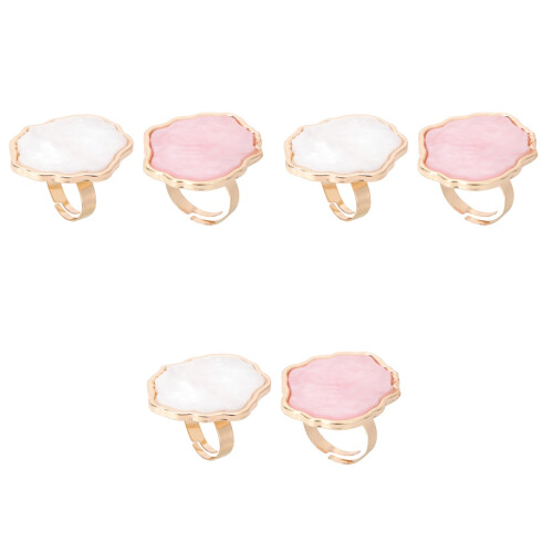 6 Pcs Resin Nail Art Ring Palettes Shell Marble Mixing Plates 2