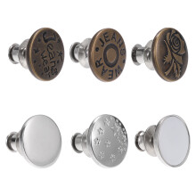 6Pcs Floral Alloy Snap Buttons For Jeans Waist Adjustment No Sew