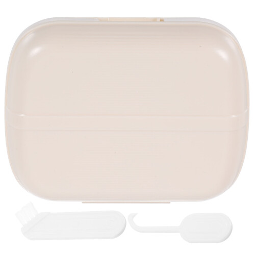 2 Sets Plastic Denture Case With Cleaning Tools For Travel