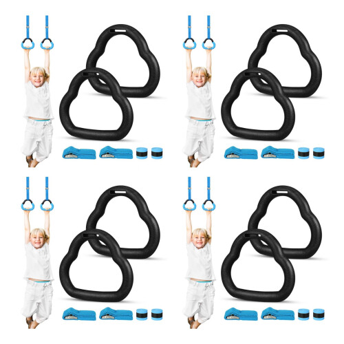 4 Pairs Gymnastic Rings With Adjustable Straps For Strength Training 2