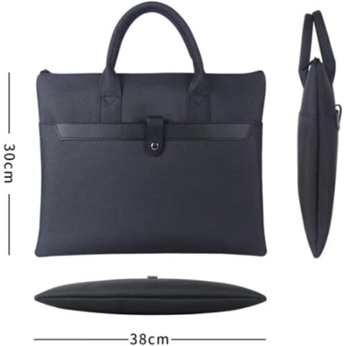 Mens Briefcase A4 Information Bag Unisex 30x38cm Black 2