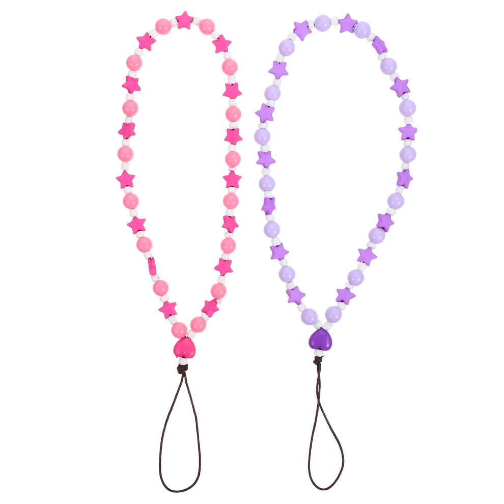 2Pcs Beaded Phone Lanyard Acrylic Hanging Rope Strap Light 3362905126122