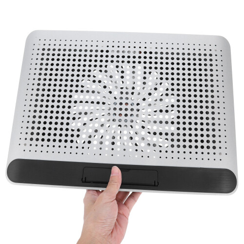 Notebook Cooler Thin Aluminum Alloy Cooling Pad With Quiet Fan Silver 2