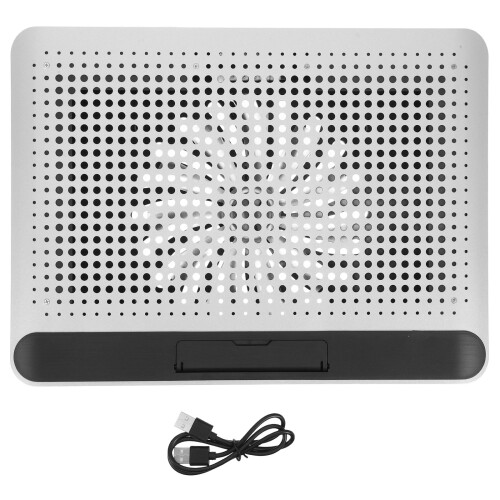 Notebook Cooler Thin Aluminum Alloy Cooling Pad With Quiet Fan Silver