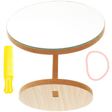 Flexible Wooden Round Vanity Mirror With Stand