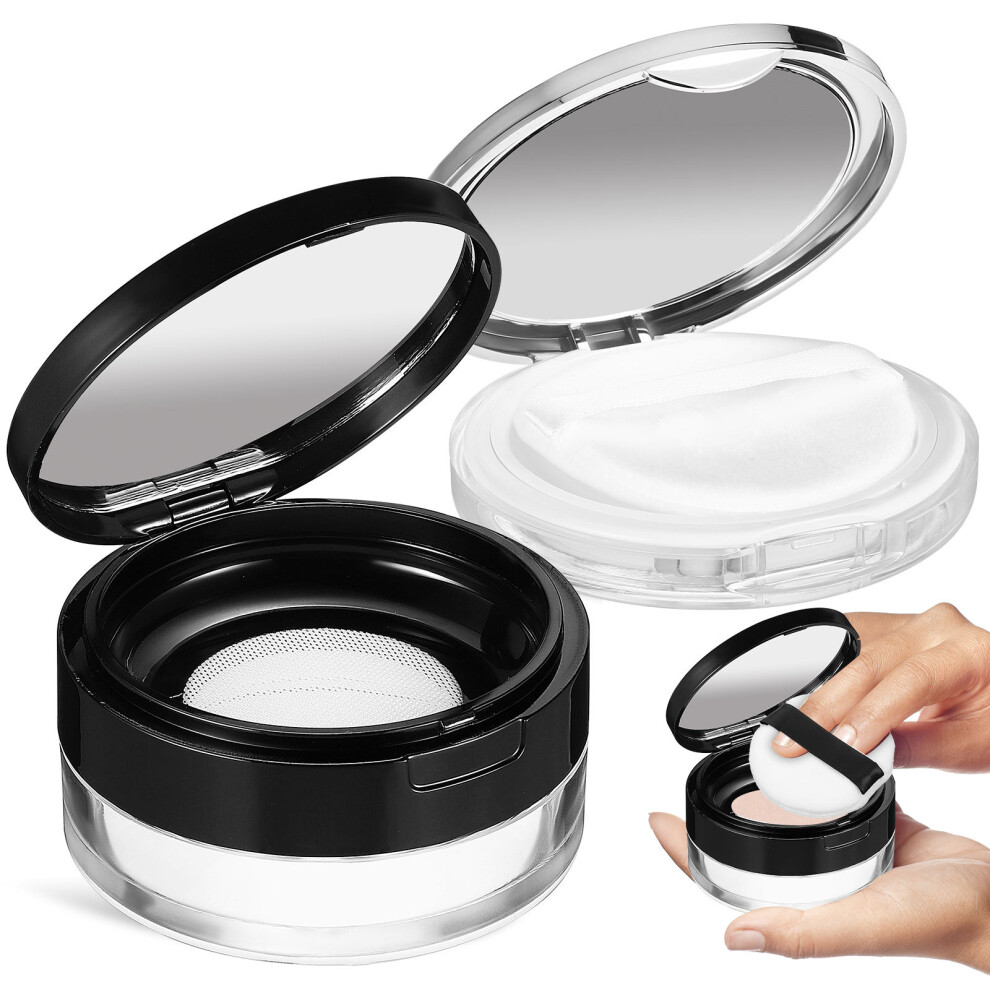 Vaguelly 2Pcs Empty Loose Powder Compact Cases With Puff