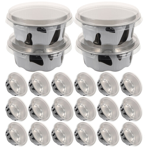 50Pcs Mini Cake Pans With Lids Aluminum Ramekin Baking Cups