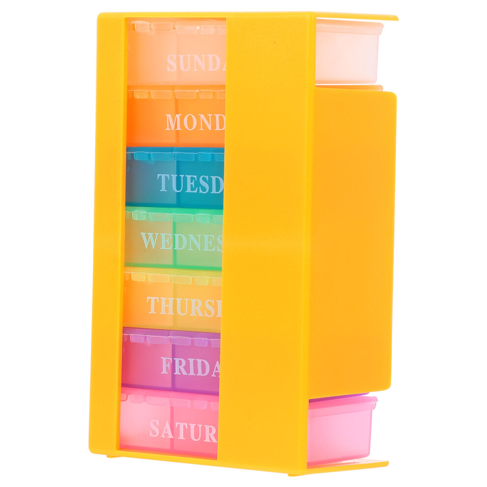 Villcase 1Pc Weekly Pill Organizer 21 Compartment Portable Medicine Container