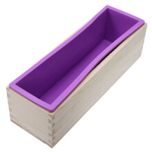 3Pcs Flexible Rectangular Soap Loaf Silicone Mold With Wooden Box