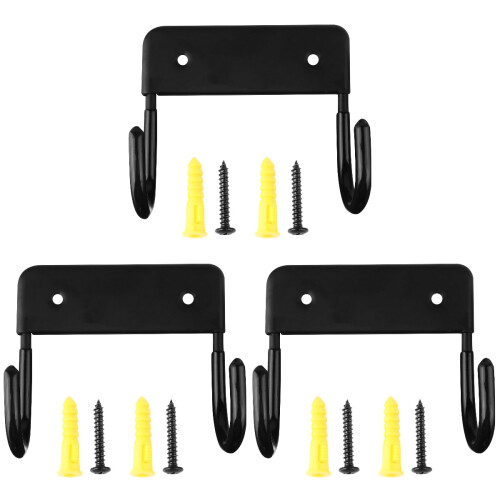 3Pcs Ironing Board Hanger Wall Mount Storage Rack Black 1