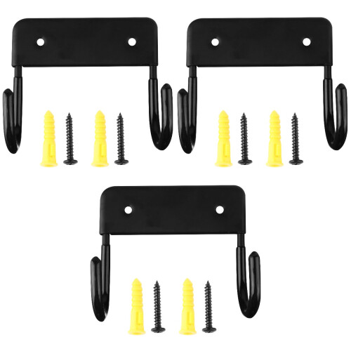 3Pcs Ironing Board Hanger Wall Mount Storage Rack Black 2