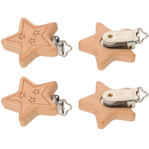 8 Pcs Wooden Star Pacifier Clips Diy Holder Charm 1