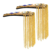 5Pcs Shoulder Tassel Epaulettes: Beaded Chain Metal Vintage Badge