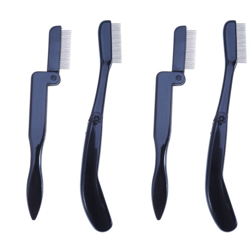 4 Pcs Foldable Eyebrow Comb With Plastic Handle And Steel Teeth 1