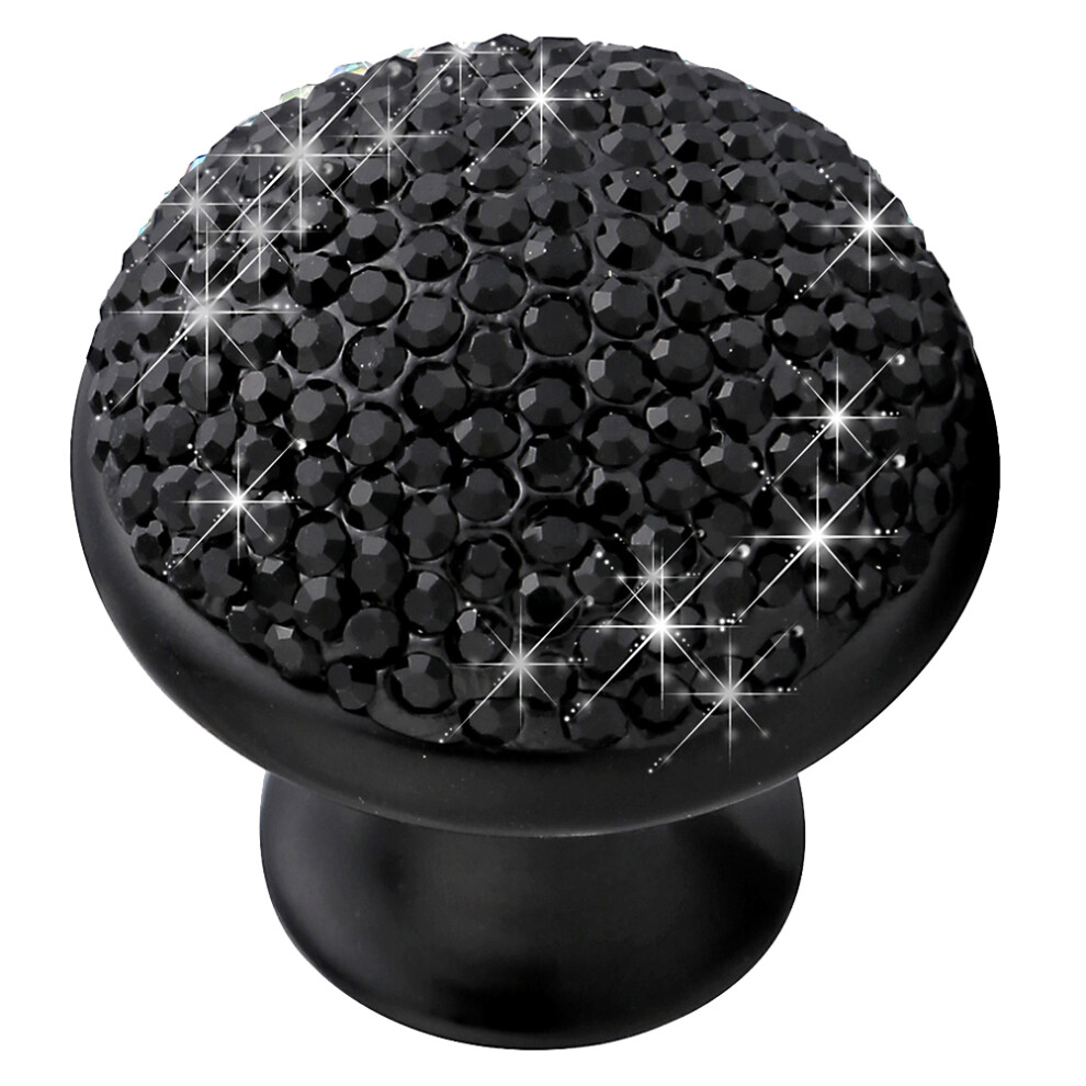 2Pcs Aluminum Alloy Rhinestone Mushroom Door Knobs For Cabinet Black 032541536328