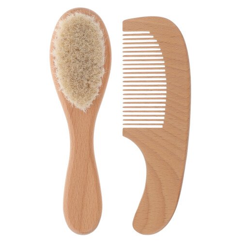 3Ensembles Brosse Cuir Chevelu Bébé Bois Variées