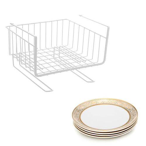 2Pcs Simple Cabinet Storage Rack Under Table Shelf Partition Layer