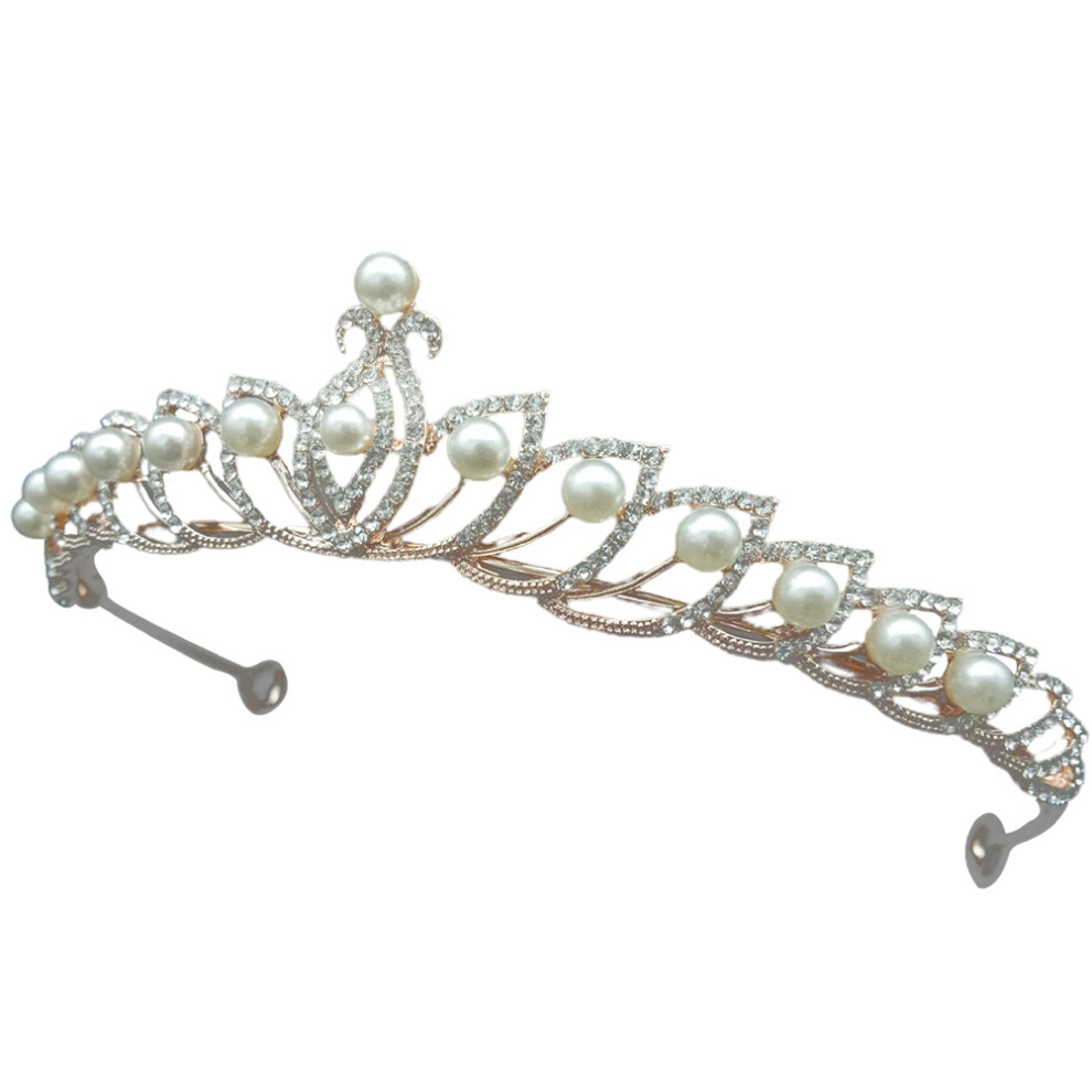2Pcs Bridal Pearl Wedding Crown Rhinestone Headband Accessory-image-OPC-PKXGXPJ-NEW