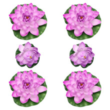 12Pcs Simulated Violet Water Lilies Floating Pond Accessories