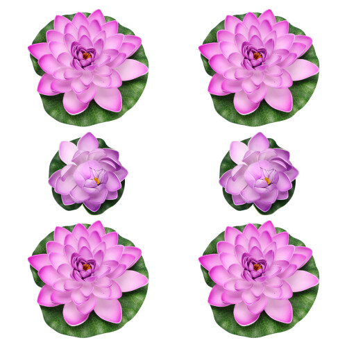 12Pcs Simulated Violet Water Lilies Floating Pond Accessories