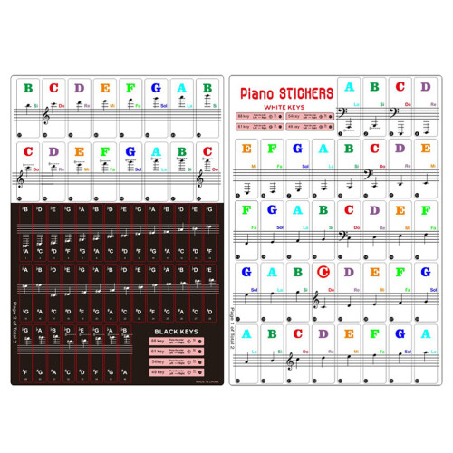 2 Sets Removable Piano Keyboard Stickers For 88 61 54 49 Key