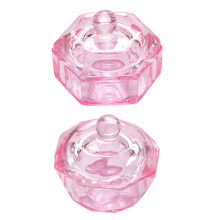 2Pcs Crystal Nail Art Cup With Lid For Liquid Powder Mixing