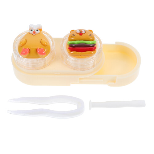 2Pcs Cute Animal Compact Case With Drawer And Tweezers 1