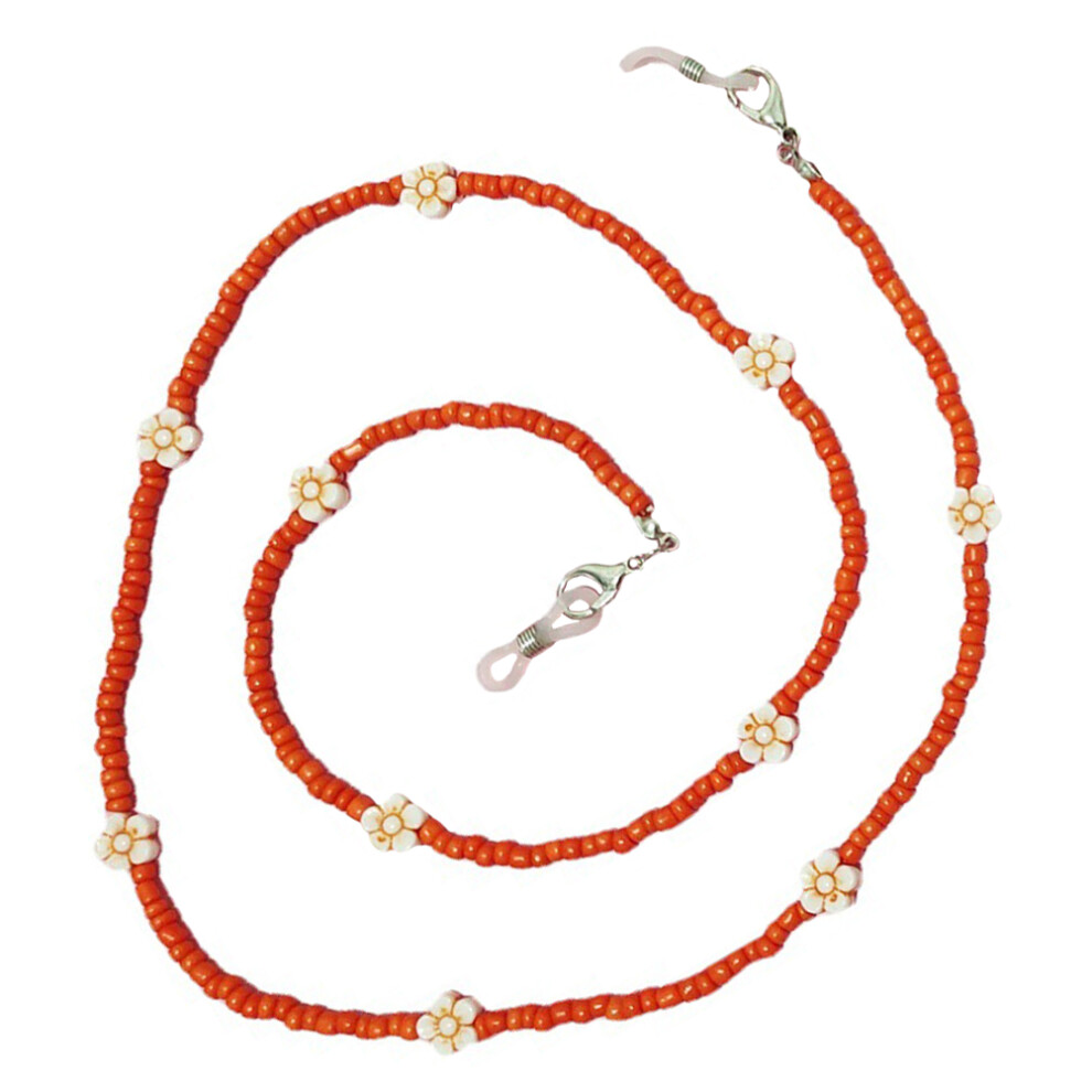 Vaguelly Orange 2Pcs Beads Mask Chain Necklace Holder Retainer Hanger Keeper
